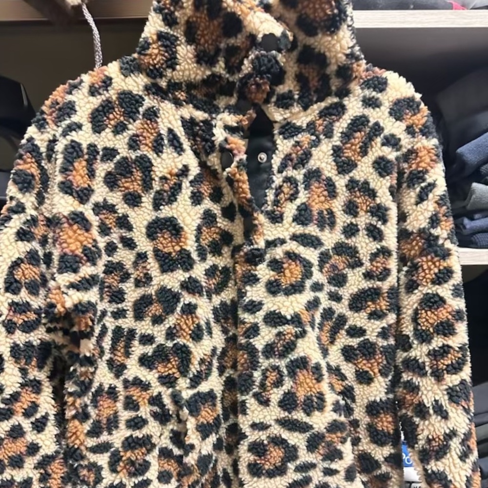 J. CREW  fleece jacket size small -Leopard